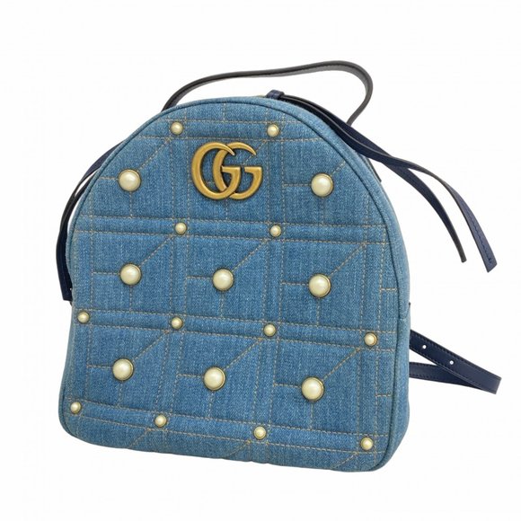 GUCCI Blue GG Marmont Backpack - Picture 1 of 14